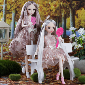 
New version of children's toys 30 cm body hair lengthened encrypted naked doll educational princess model