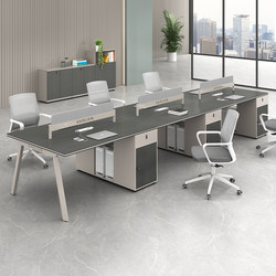 Staff Office Desk and Chair Set for 4-6 People, Simple Modern Office Computer Desk with Screen, 2-Person Workstation Desk