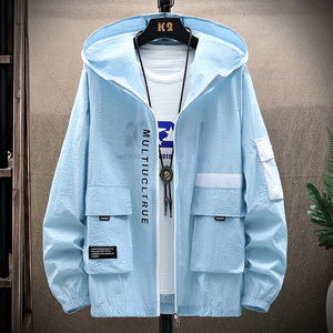
Summer sun protection clothes men's jacket UV protection outdoor skin clothes ultra-thin ice silk jacket trendy men's sun protection clothes