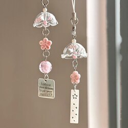 Ins Cherry Blossom Wind Chime Handmade Mobile Phone Chain Beaded Pendant Camera Versatile Simple Bag Decoration Lanyard Keychain