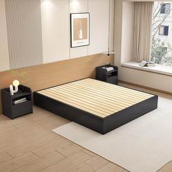 Solid Wood Bed Board, Simple and Modern Black Tatami, No Headboard, Floor Bed, Home Bedroom, Guesthouse Slatted Frame