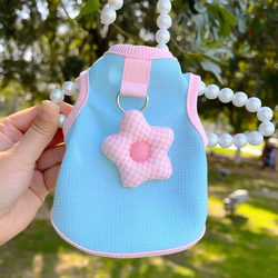 Cat and Dog Clothes for Spring and Summer, Pet British Shorthair Blue Cat Anti-Shedding Breathable Sun-Protective Harness-Compatible Vest for Teddy and Bichon