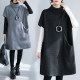 Slimming autumn and winter loose new high-neck temperament dress fat mm large size belly-covering casual mid-length hip-covering skirt