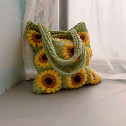 Sunflower Handbag Retro Spring And Summer Style Small Sweet Potato Diy Single Shoulder Wool Knitted Student White Collar Bag