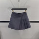 Irregular pleated short skirt for women with high waist slim A-line suit skirt