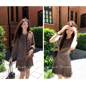 
MummyCat [Coco Pixel] 25 new autumn and winter 50 wool herringbone suit suit