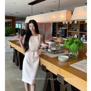 
MummyCat laying eggs [Rich Cat] sleeveless temperamental silk inner commuting waist pack hip set skirt