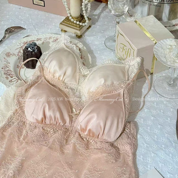 
Satin sweet pure lace spliced ​​suspender bra