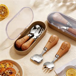 Rourong Shijia Chopsticks and Spoon Set for One Person, Portable Tableware, Chopsticks for Carrying on the Go, 304 Spoon Storage Box