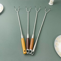 Thick Stainless Steel Meat Hook with Wooden Handle, Meat Hook for Cooking, Hanging Meat Hook, Long Handle Hook for Picking up Braised Food and Cooked Delicacies