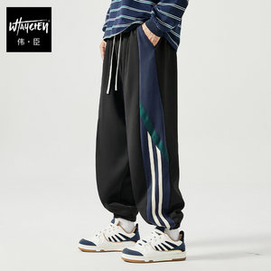 Weichen trendy brand large-size boys spring and autumn casual trousers for men fat men plus fat plus loose sports foot trousers
