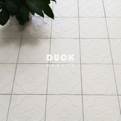 Nordic-Style White Embossed Small Floral Tiles for Bathroom, Kitchen, Balcony, Dining Room, and Restaurant Artistic Background Wall Tiles