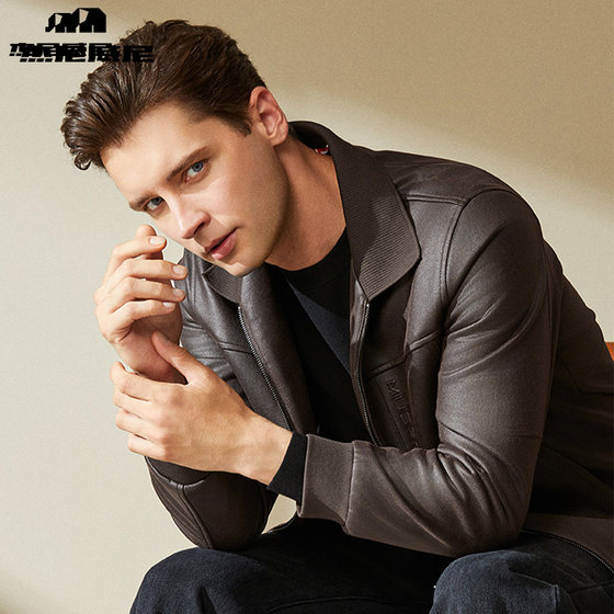 
[Same style in the mall] Geneveni men's leather jacket 2025 autumn new lapel casual leather jacket jacket
