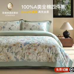 Class a 100-Count Xinjiang Long-Staple Cotton Bed Four-Piece Set Pure Cotton 2025 New Bed Sheetss Accessible Luxury Printed Bedding