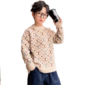 
Boys' sweaters autumn and winter 2026 new children's sweaters plus velvet thickened boys' mink velvet boys winter