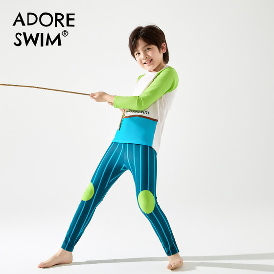 
Adoreswim2025 new children's swimsuit sun protection boy's swimming trunks split long sleeves small and medium-sized children's swimsuit summer