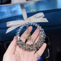 Little Red Book Same Style Green Light Car Pendant, Safe Journey Car Crystal Ornament, Rearview Mirror Car Interior Hanging Decoration for Men and Women