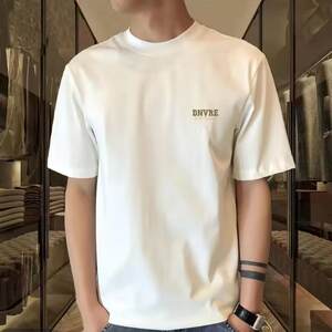 
Summer versatile fashion pure cotton casual printed round neck short-sleeved T-shirt half-sleeved shirt simple men's long-sleeved bottoming shirt