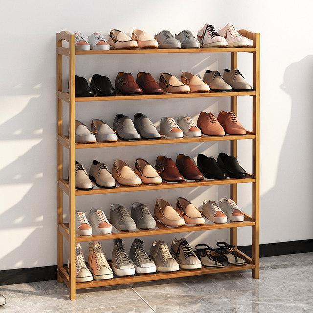 Simple shoe rack home door multi-functional rack bamboo shoe cabinet ...