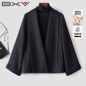 
BXV cloak double-sided cashmere coat women's short 2026 spring new fashion double-sided woolen small coat trendy