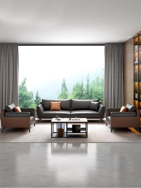 Sofa Office Genuine Leather Boss Business Reception Area Simple Modern ...