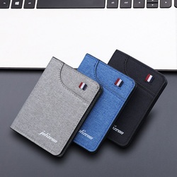 Vertical Canvas Wallet Men's Short Section 2023 New Japanese And Korean Trendy Brand Simple Youth Student Ultra-thin Wallet Card Bag