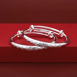 Baby Silver Bracelet Infant 999 Pure Silver Tiger and Rabbit Silver Bracelet Year-Round Peace Bracelet Child Full Month Birthday Gift