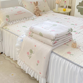 Ice Silk Latex Mat Bed Skirt Three or Four Piece Set Maternal and Infant Category A Summer 2024 Machine Washable Soft Mat Air Conditioning Cooler