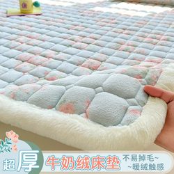 Thickened Milk Velvet Mattress for Home Bedroom, Winter Thickened Mattress Pad, Coral Velvet Bed Sheet Three-Piece Set, Fleece-Lined Kang Sheet