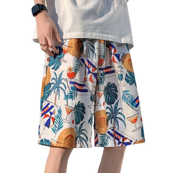 Trendy ice silk quick-drying beach flower shorts for men and women