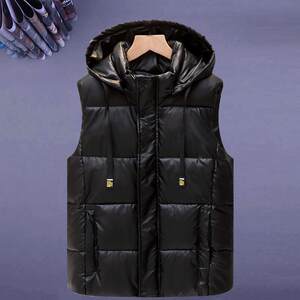 
Autumn and winter fashionable glossy vest for handsome young men thickened down cotton vest vest warm washable coat