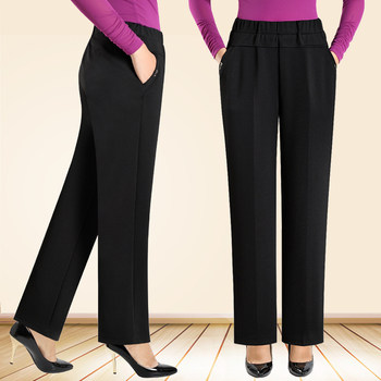 Middle-aged and elderly women's pants, mom's elastic waist trousers, straight leg pants