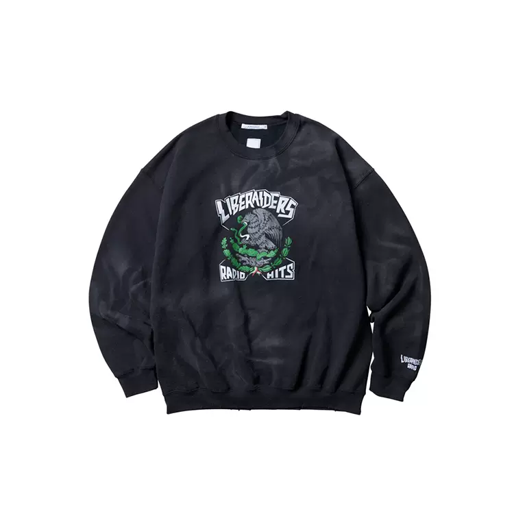 LIBERAIDERS RADIO HITS VINTAGE CREWNECK 鹰蛇电台套头卫衣-Taobao