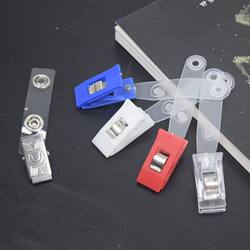 Id Card Holder with Metal Clip, English Badge Clip, Plastic Clip for Name Tags, Metal Clip for Exhibition Badges, Factory Badge Clip