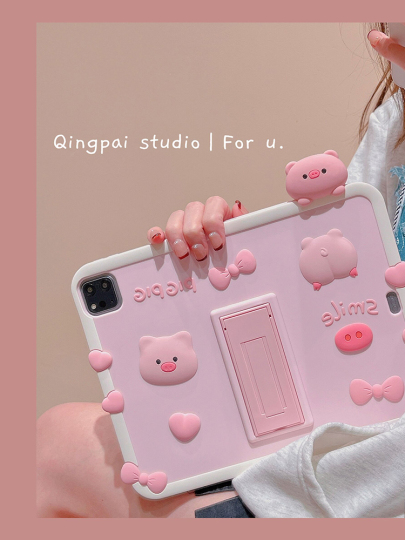 ピンクピギーiPadケース - Apple iPad 9.7/Air3/Air5/iPad 10/Mini 6用