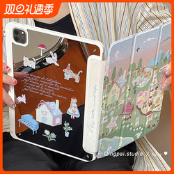 Lightweight Suitable For Mirrored Three-fold Ipad Protective Case Pro2021 Pastoral Girl Air5 New Style With Pen Slot 2022 Korean Style Mini6 Tablet Case Soft Girl Apple Ipad10 Protective Case Hard Case