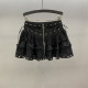 Lace spliced ​​cake skirt for women 2025 summer new design strap zipper a line puff short skirt