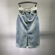 Retro denim skirt for women 2025 spring new Hong Kong style breasted high waist slimming mid-length A-line hip skirt