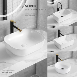 Lemu Countertop Basin Household Wash Basin Ceramic Wash Basin Bathroom Basin Small Size Basin Single Basin Side Drainage