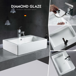 Le Mu Simple Countertop Basin Bathroom Ceramic Square Washbasin Balcony Household Wash Basin Single Basin Rectangular