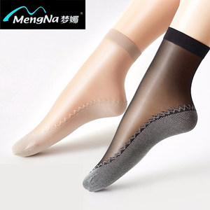 Mengna 5 pairs of spring and summer thin stockings socks hidden anti -hook silk cotton bottom thickened ladies stockings
