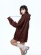 Street trendy brand solid color hooded sweatshirt for women in spring and autumn 2025 new retro large version hoodie loose long-sleeved jacket
