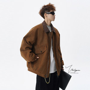 
V37 Maillard retro lapel cotton coat men's winter high-end niche thickened warm casual couple work jacket