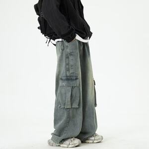 
V37 American work jeans men's spring new loose wide-leg oversize slim and versatile pants