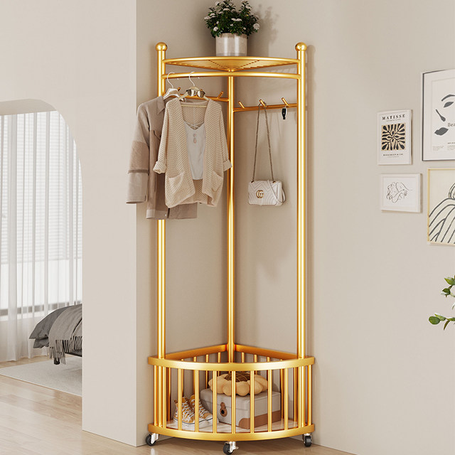 Clothes rack floor-standing bedroom metal corner coat rack bedside ...