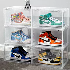 GOTO Acrylic Bên Trong Suốt Mở Hộp Đựng Giày AJ Giày Sneaker Màn Hình Hấp Thụ Từ Tính Hộp Nhựa Tủ Giày Internet Người Nổi Tiếng Treo Tường Giày