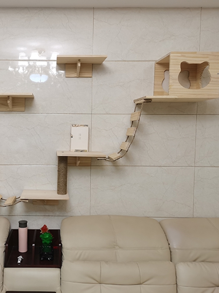 实木壁挂猫爬架壁式跳台抓柱猫树猫家具