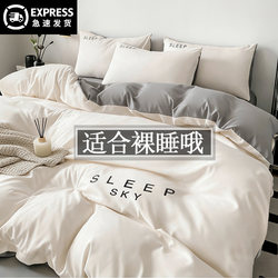 Simple Washed Cotton Four-Piece Bedding Set 2026 New Style High-End Bed Sheet and Duvet Cover Student Dormitory Single Three-Piece Set