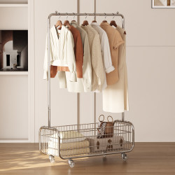 Clothes Rack Floor-Standing Bedroom 2025 New Model Stainless Steel Household Mobile Coat Rack Clothes Storage Rack Floor-Standing Clothes Hanger
