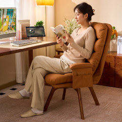 Sanmeng Solid Wood Swivel Desk Chair, Comfortable for Long Sitting, Computer Chair, Office Makeup Chair, Bedroom Backrest Chair, Study Chair